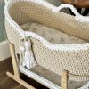 Beige and White baby crochet moses basket