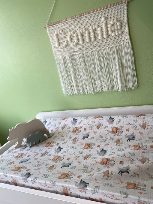 Woodland animals anti roll changing mat
