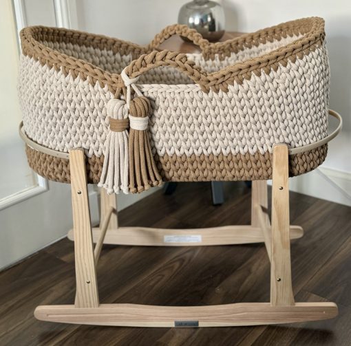 Beige and Brown sugar crochet moses basket