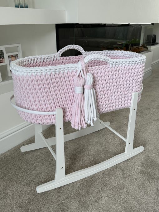 pink crochet moses basket
