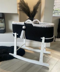 black and white crochet moses basket