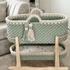 Olive and Beige Crochet Moses Basket and changing basket