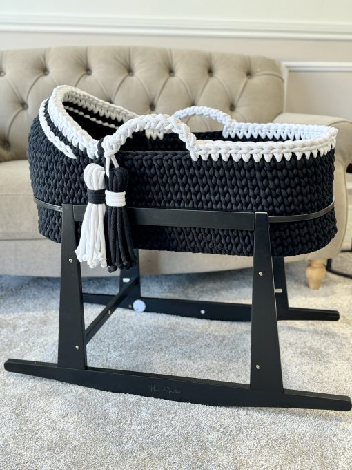 black hooded crochet moses basket