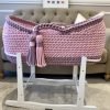 pink and purple crochet pod moses basket