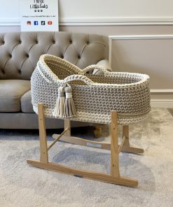 Dark Beige and Vanilla Crochet Moses Basket